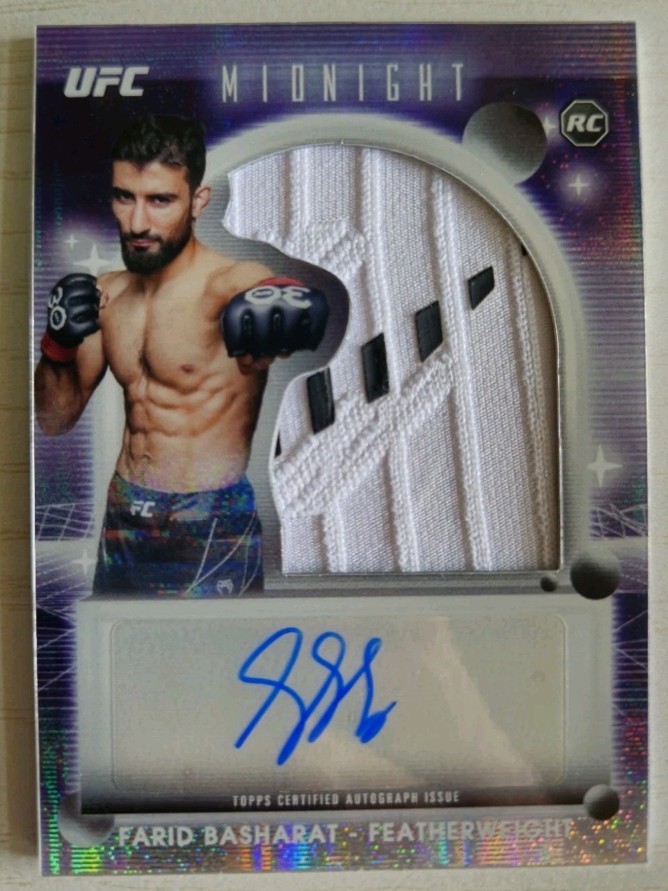 2025 Topps Midnight UFC Farid Basharat Certified Rookie Relic Autograph Card RC, photo 1 of 3